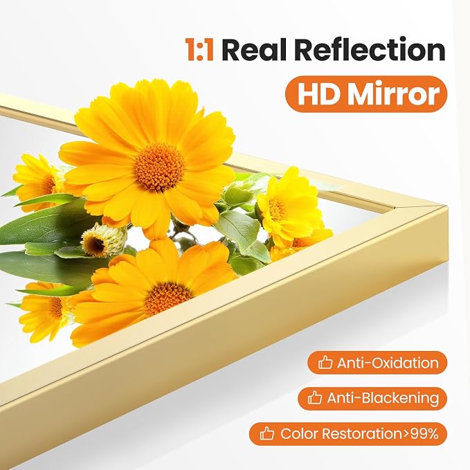 Sweetcrispy 38"x30" Arched Gold Bathroom Mirrors