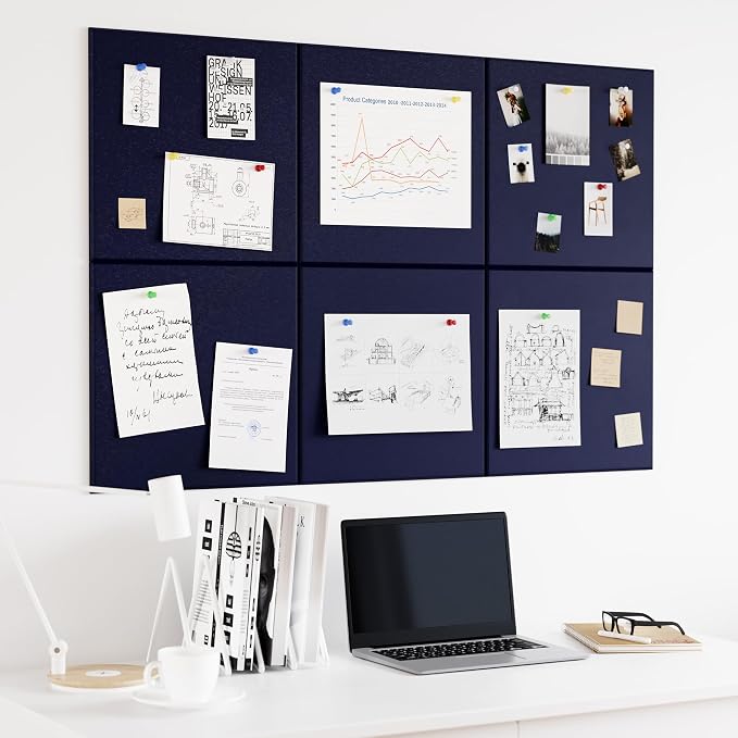 Neatsure Large Cork Board for Wall, 6 Panels Felt Tiles Tack Push Pin Board for