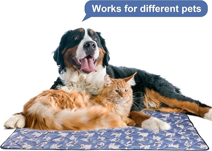 Langsprit Dog Cooling Mat, Washable Dogs Cats Pet Non-Toxic Cooling Pads Summer Sleeping Kennel Mats，Pet Self Cool Ice Blanket for Indoor & Outdoor Dog Beach Essentials Small