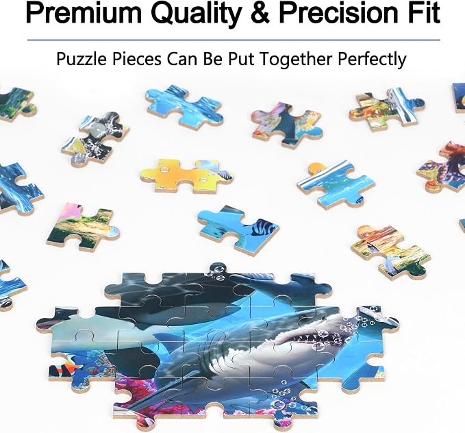 LELEMON Puzzles for Kids Ages 4-6,Underwater World 100 Piece Puzzles for Kids Ages 4-8 in a Metal Box, Educational Jigsaw Puzzles 100 Piece Puzzle Games Puzzle Toys for Girls and Boys