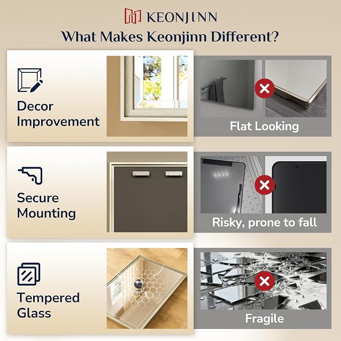 Keonjinn 20" x 30" Brushed Nickel Bathroom Mirrors