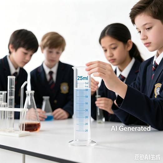 Plastic Graduated Cylinder Set - 25ml/50ml/100ml Measuring Cylinders for Science Lab, Chemistry Experiments, Kids Education - Shatterproof, Durable & BPA-Free (2-Pack 100ml)