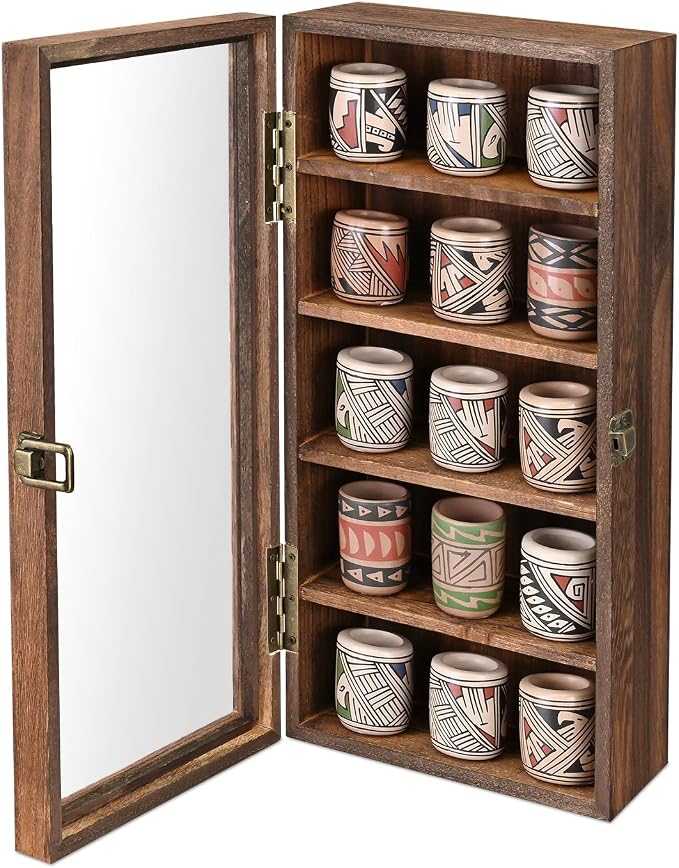Ikee Design Wall Mounted Wooden Collectible Display Case 5 Shelf Display