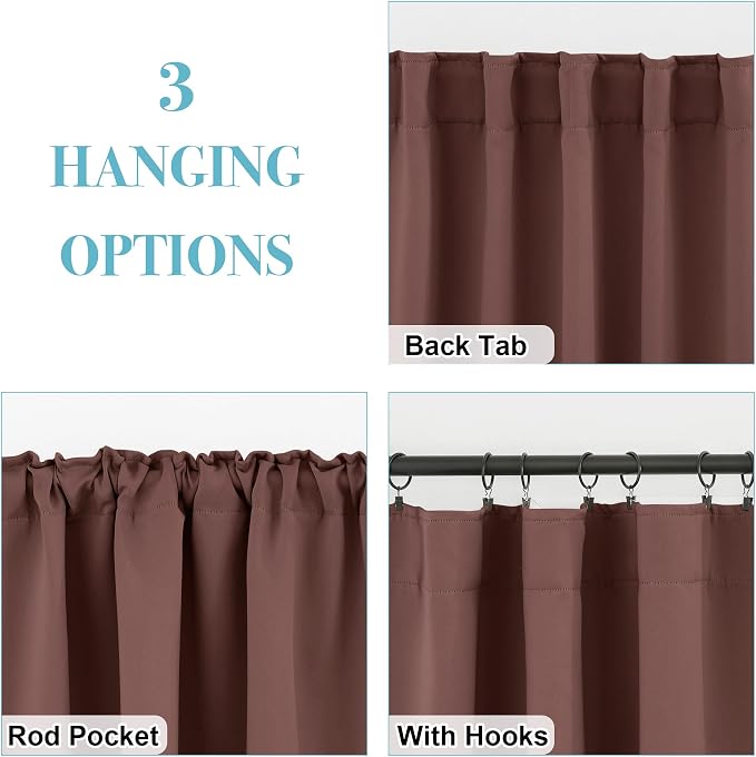 RYB HOME Blackout Curtains for Bedroom, Small Windows Shades Thermal Insulating