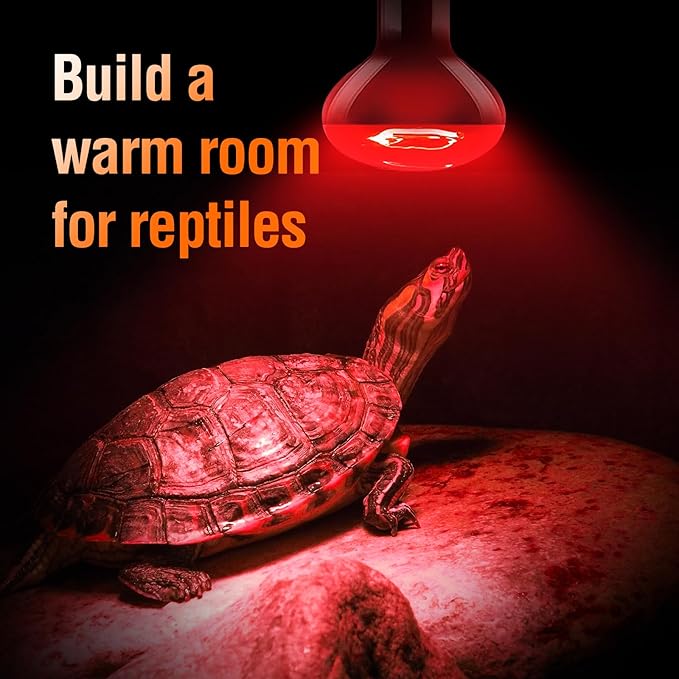 Leoterra Reptile Heat Bulb 2PACK 50w Red Night Heat Bulb (Pack of 2) for Reptile Terrariums,Leopard Gecko,Turtle,Bearded Dargon,Lizard,Snakes Night Use Infrared Heat Lamp
