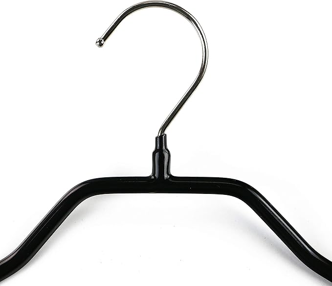 Mawa by Reston Lloyd BodyForm Series Non-Slip Space-Saving Clothes Hanger with Bar for Pants, Style 42/LS, 16-1/2", Set of 6, Black