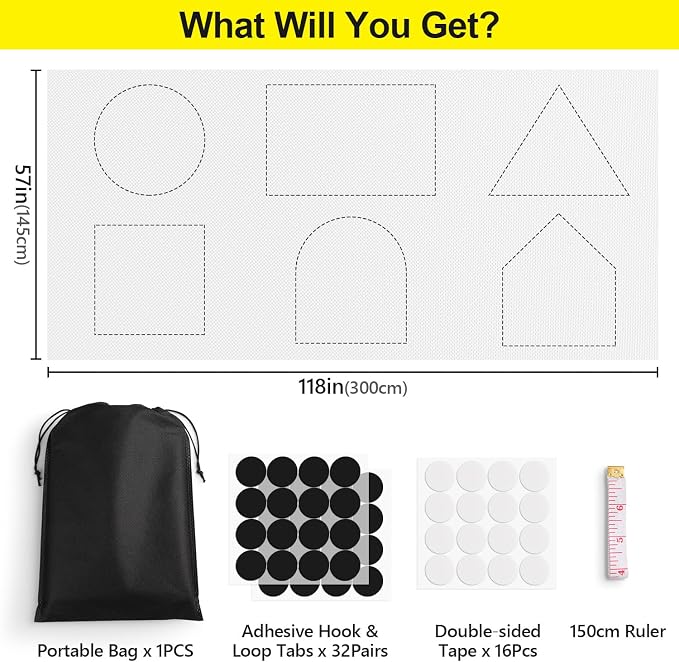 FADOTY Cuttable Blackout Shades Fabric Sheet, Portable 100% Black Out Window