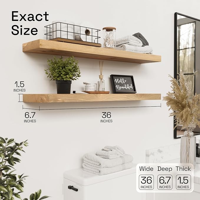 BAOBAB WORKSHOP Natural Wood Floating Shelves