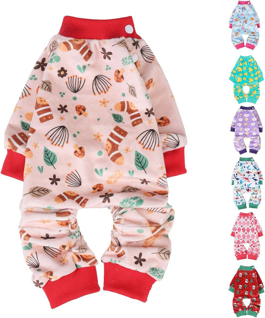 BEAUTYZOO Dog Pajamas Small Sized Dog, Summer Doggie Pajamas for Boy Girl, Soft Strechy Cotton Puppy Pjs Jammies Onesies for Men Women, Pet Jumpsuit Body Suit Cat Apparel Clothes, Cream XS