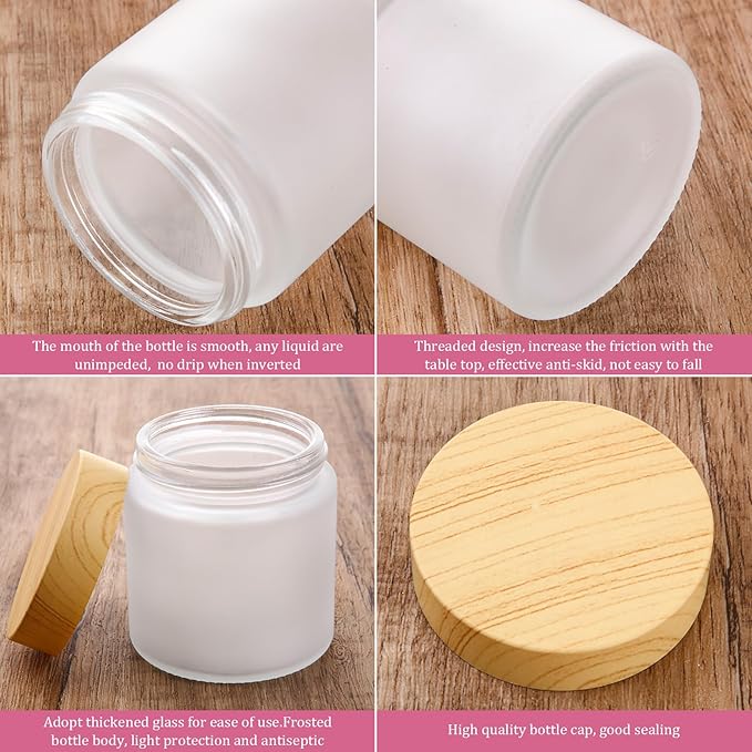 Geiserailie 30 Pieces Glass Cosmetic Containers Empty Sample Jars with Leak Proof Lids Makeup Sample Containers for Lotion Cream Cosmetic (100 Gram)
