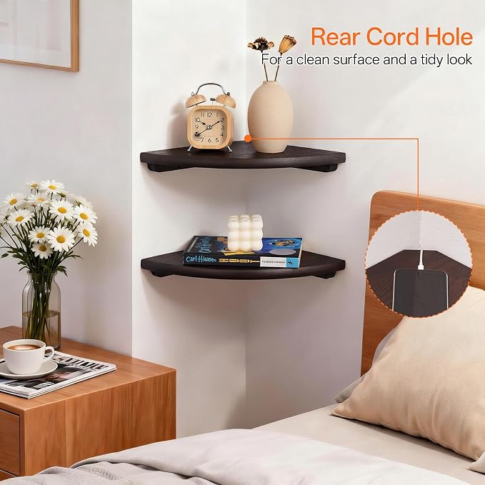 Gieanoo Corner Wall Shelf, 16inch Solid Oak Wood Floating Corner Shelf