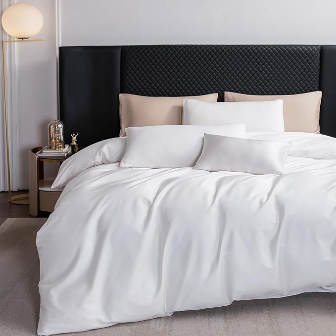 MooMee Duvet Cover Set 100% Extra Long Staple Cotton 600 Thread Count Silky Sateen Smooth Luxury Soft Breathable Durable Hotel Quality Bedding, 3 Pieces (Butter Yellow, King 104"x90")
