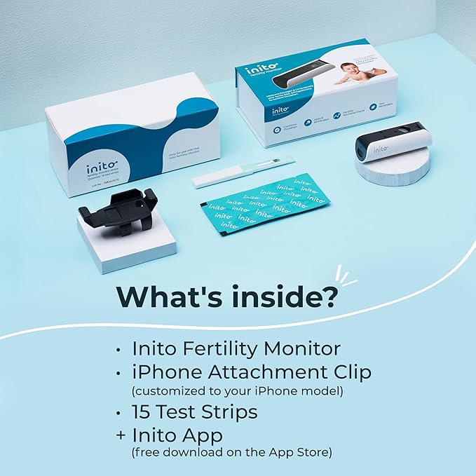 Inito Fertility Monitor & Hormone Tracker for Women | Estrogen, LH, PdG (Urine Metabolite of progesterone), FSH | Track and Confirm Ovulation | Includes 15 Test Strips (iPhone 13 Pro Max)