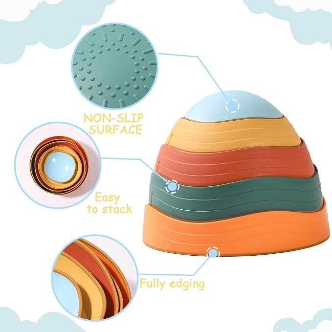 LoomLark Balance Stepping Stones for Kids 5pcs Non-Slip River Stones Obstacle Course Play Indoor and Outdoor Coordination Game Sensory Toys Toddler Ages 3 4 5 6 7 8+