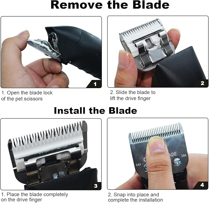 Audoc 3Pack #30 Blade Dog Grooming Clipper Replacement Blades Compatible with Wahl/Oster Dog Clippers,Detachable Ceramic Blade & Stainless Steel Blade,Size-30, 1/50-Inch Cut Length (64260)