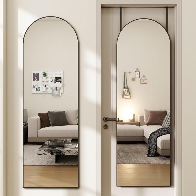 Arched Full Length Door Mirror 14x48, Metal Frame