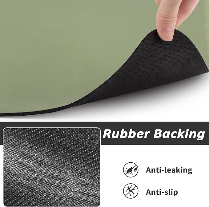 Dog Food Mat - Absorbent Cat Mat for Food and Water, No Stains Pet Feeding Bowl Mat, Easy to Clean Pet Placemats, Quick Dry Dog Water Dispenser Mat for Messy Drinkers | Green 12"x 19"