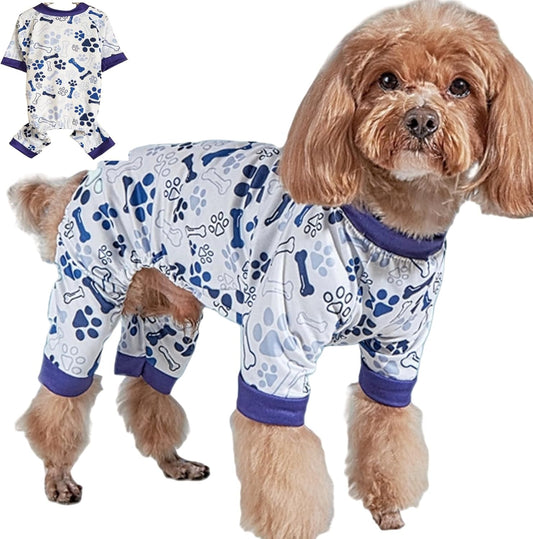 Vet-Approved Dog Pajamas Onesie for Small Dog Clothes - Lightweight Soft Stretchy Puppy Costume - Certified Hypoallergenic Comfort Anxiety-Reducing (Blue,Small)