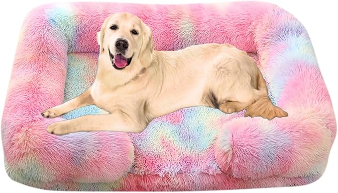 Dog Beds Large Sized dog Orthopedic, Sofa Dog Bed with Waterproof Lining and Nonskid Bottom, Rectangle Washable Dog Bed for Medium Small Dogs and Cats Comfortable ( Color : Pink , Size : 17 x 15" )