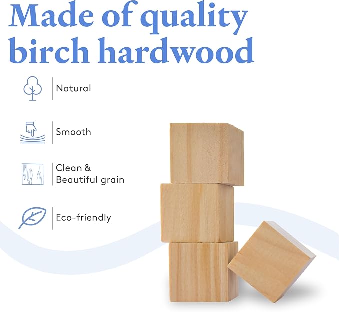 DIY Wooden Cubes 1/4-inch, Pack of 100 Small Blank Wooden Blocks, Unfinished Wood Blocks for Crafts, STEM, Dice, and Building Blocks for Stacking, by Woodpeckers
