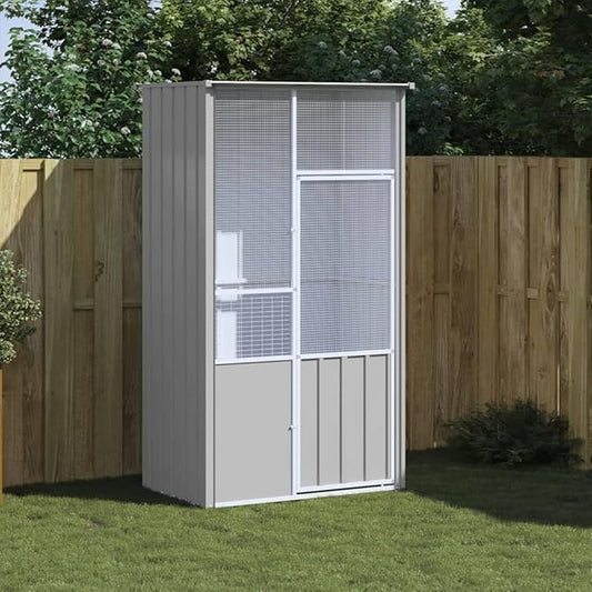 Bird Cage Galvanized Steel, Large Bird Cage with Wire Mesh Grids and Lockable Door, Aviary Spacious and Versatile Cage Ideal for Birds, Rabbits, Chickens, Gray 45.3"x30.7"x78.7"