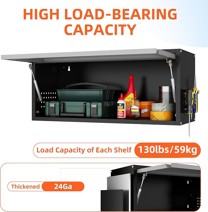 Metal Garage Wall Cabinet, Floating Garage Tool Cabinets