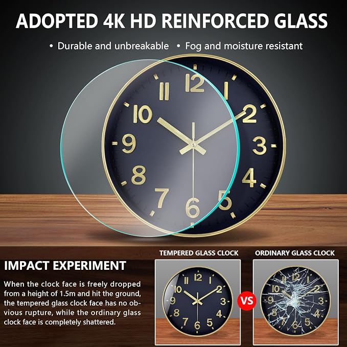 Wall Clock, 8 Inch Wall Clocks Battery Operated, Modern Non Ticking Silent