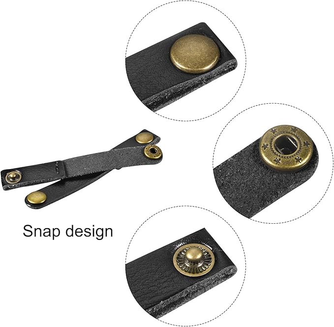 MECCANIXITY Pack of 10 Leather Cable Straps Cord Organizer 90x12mm Portable Cable Leather Clips Black Earphone Cord Management for Cable, Wire
