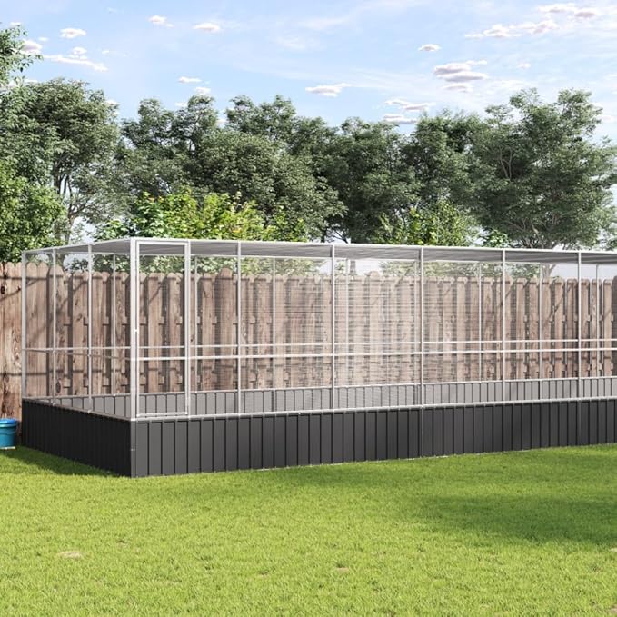 Outdoor Aviary Bird Cage, Galvanized Steel Outside Ample Activity Space Birdcage, 366.9"x120.9"x83.5", -275