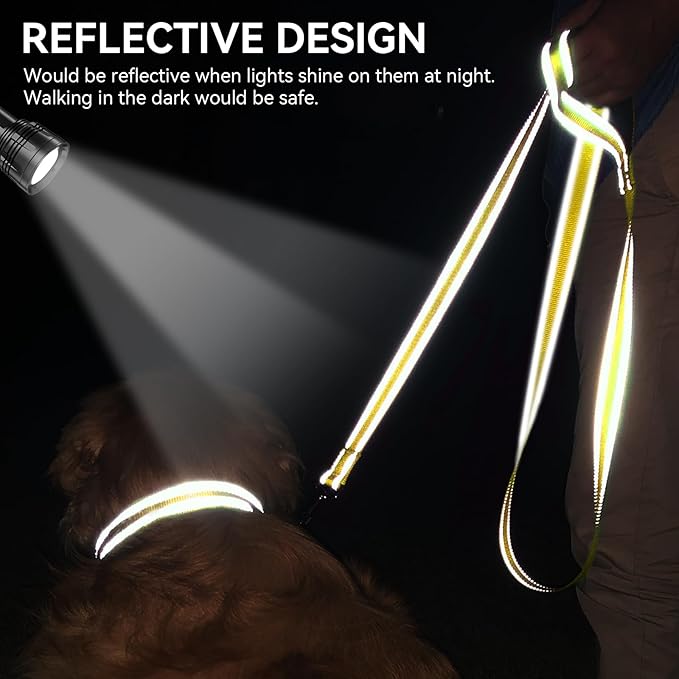 Joytale Dog Leash, 5 FT Double-Sided Reflective, Padded Handle Nylon Heavy Duty Leashes for Small Dogs Walking, Yellow
