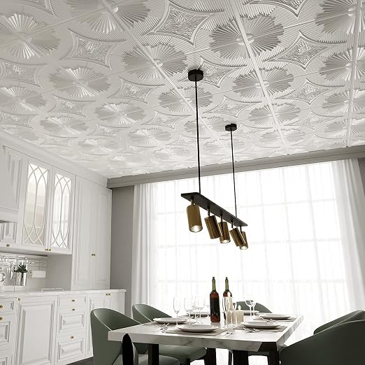 Art3d Drop Ceiling Tiles 24x24 in White, 3D Wainscoting Panels Glue Up 2x2