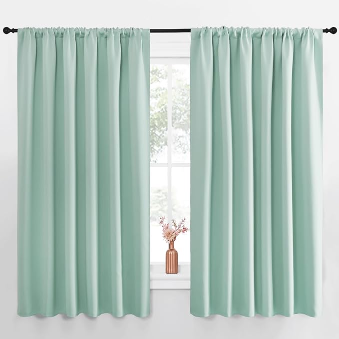 NICETOWN Blackout Curtains for Bedroom, Aqua Blue, 1 Pair, 62 by 63-inch