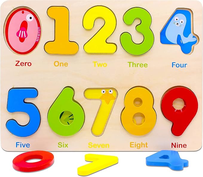 Aile Wooden Preschool Learning Number Puzzles Toys for Kids， Educational Toys.