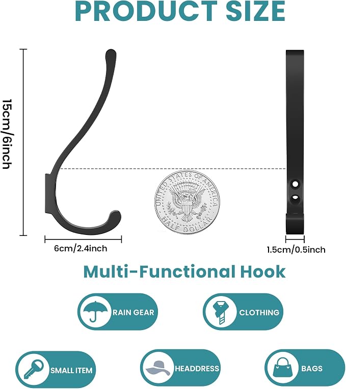 BREYDROK 6-Pack Heavy Duty Coat Hooks