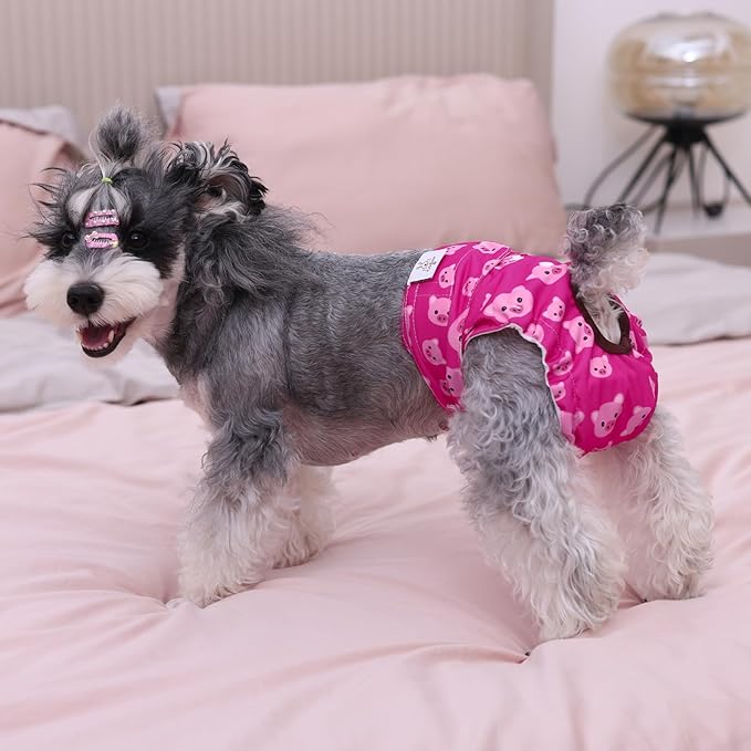 CuteBone Dog Diapers Female Washable Small Medium Large 3 Pack Reusable Doggie Diapers Puppy Period Pants for Doggy Heat Cycle Peeing