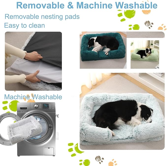 Dog Beds Large Sized dog Orthopedic, Sofa Dog Bed with Waterproof Lining and Nonskid Bottom, Rectangle Washable Dog Bed for Medium Small Dogs and Cats Comfortable ( Color : Gray , Size : 17 x 15" )