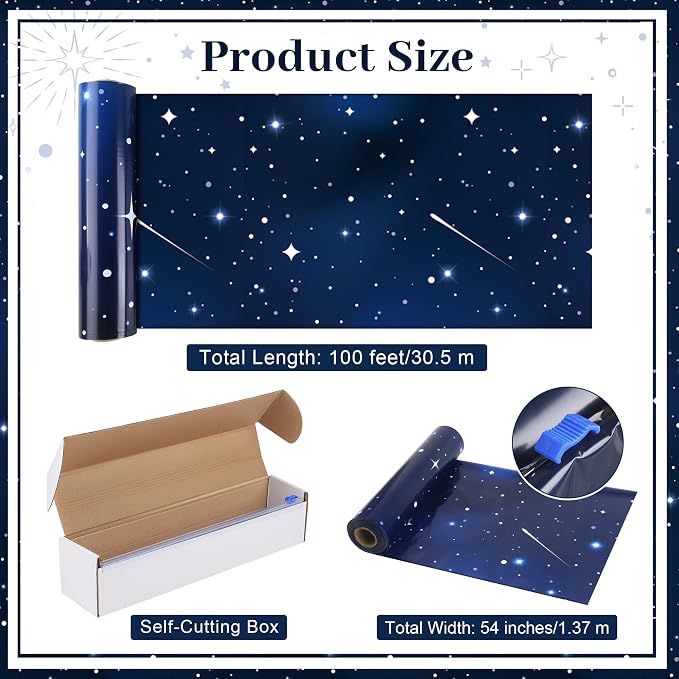 Kochorie 100 Ft X 54 Inch Space Galaxy Tablecloth Roll