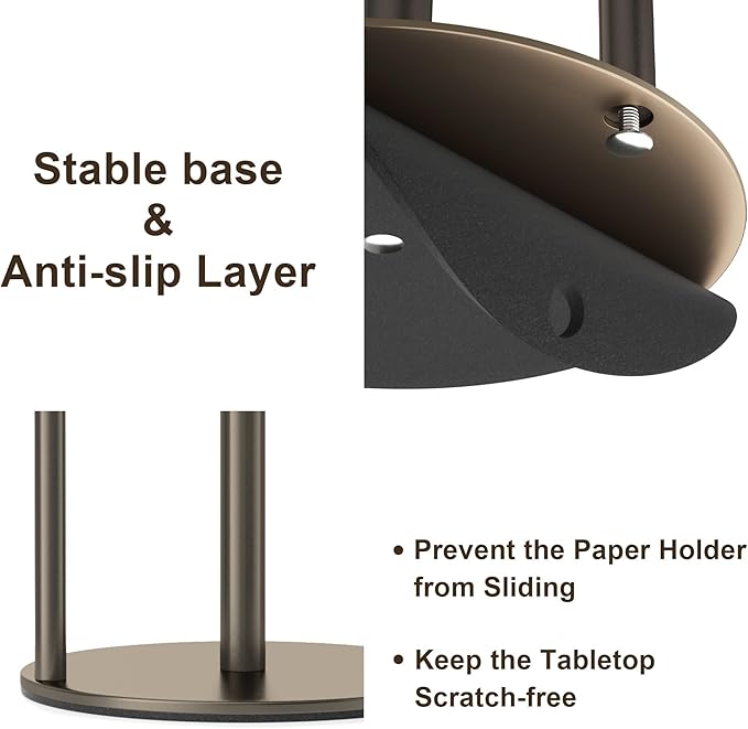 Bronze Kitchen Paper Holder, Oil Rubbed Bronze Paper Towel Holder, Kitchen Roll Organizer, Countertop Roll Dispenser with Weighted Base
