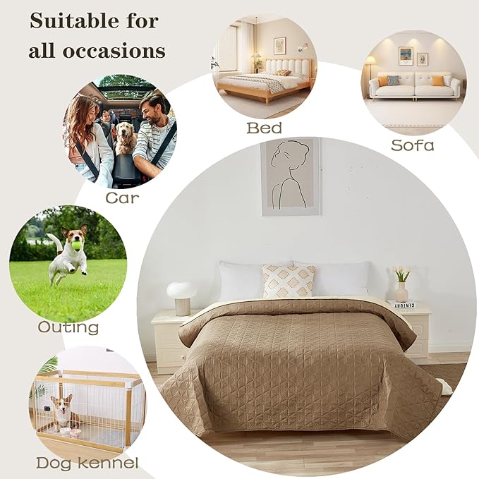 Waterproof Dog Bed Cover Pet Blanket, Soft Pet Couch Covers for Sofa Washable, Bed Couch Sofa Furniture Protector for Puppy Cat Kids (Grey,210 * 210 CM)