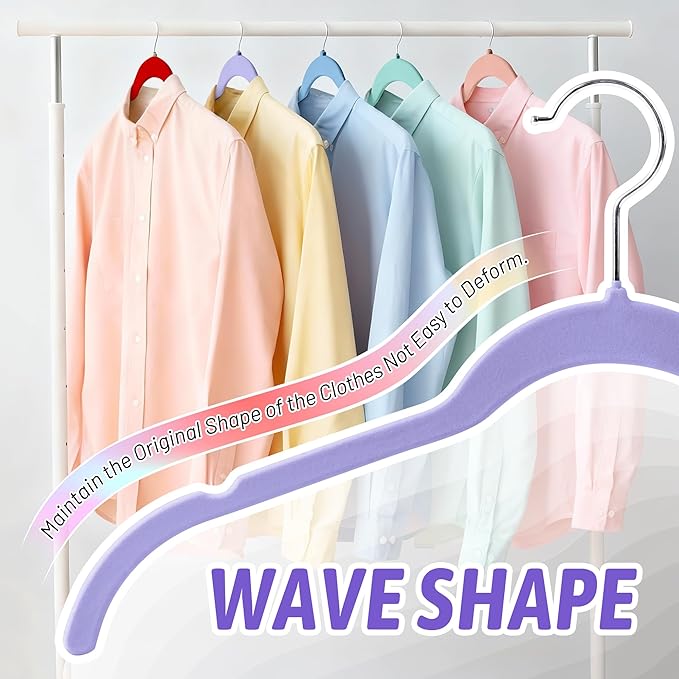 30 Pack Velvet Hangers Multicolor Set – Non-Slip Slim Flocked Clothes Hangers with Notches & 360° Swivel Hook, Space-Saving Felt Hangers for Dresses, Shirts, Coats
