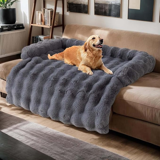 Pet Couch Covers for Sofa, Cat Dog Couch Cover Protector, Dog Bed Mat for Sofa Couch Furniture Protector Cream Square Plaid Cozy Dog Couch Cover