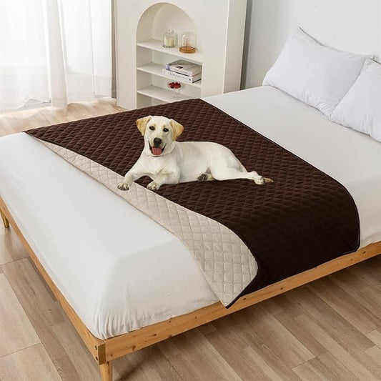 GIBZ Water Resistant Dog Bed Blanket Cover Large Anti Slip Pet Furniture Protector Washable Cat Quilted Mat for Couch, Coffee, 210x305cm