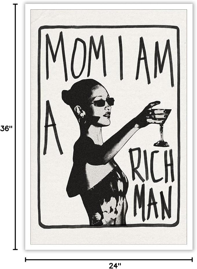 Liyark Mom I Am A Rich Man Aesthetic Retro Music Goblet Poster Feminist canvas