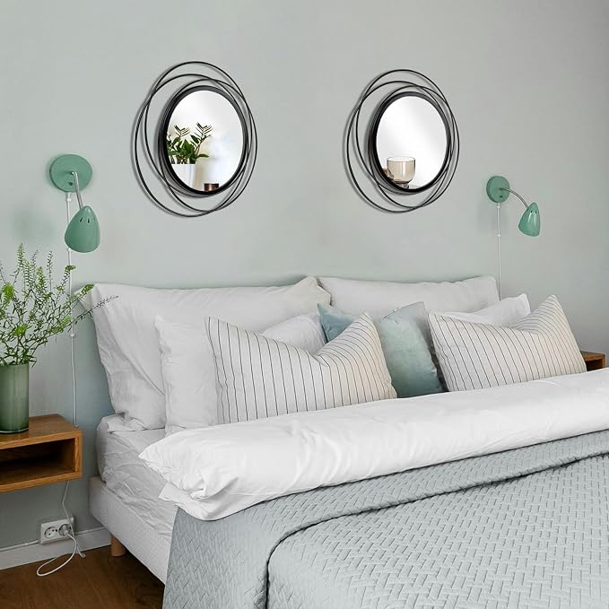 2 Set. Circle Mirrors for Wall Decor for Living Room Bedroom Bathroom Entryway