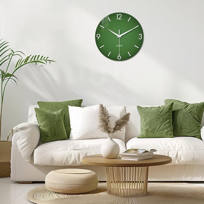 XFM Large Green Wall Clock 24 Inch Simple Wall Clock s Battery Operated Modern