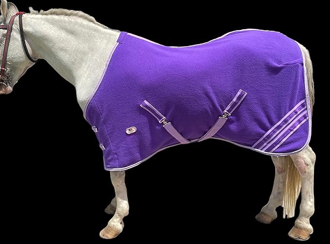 Majestic Ally Anti Pill Fleece Horse Blanket/Sheet with Silver Braided Rope (Purple, 82)