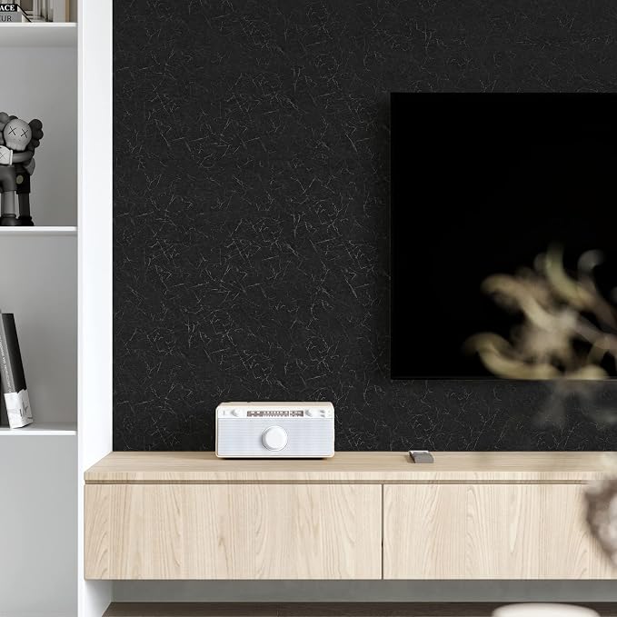 Cohoo Home Black Silk Peel and Stick Wallpaper