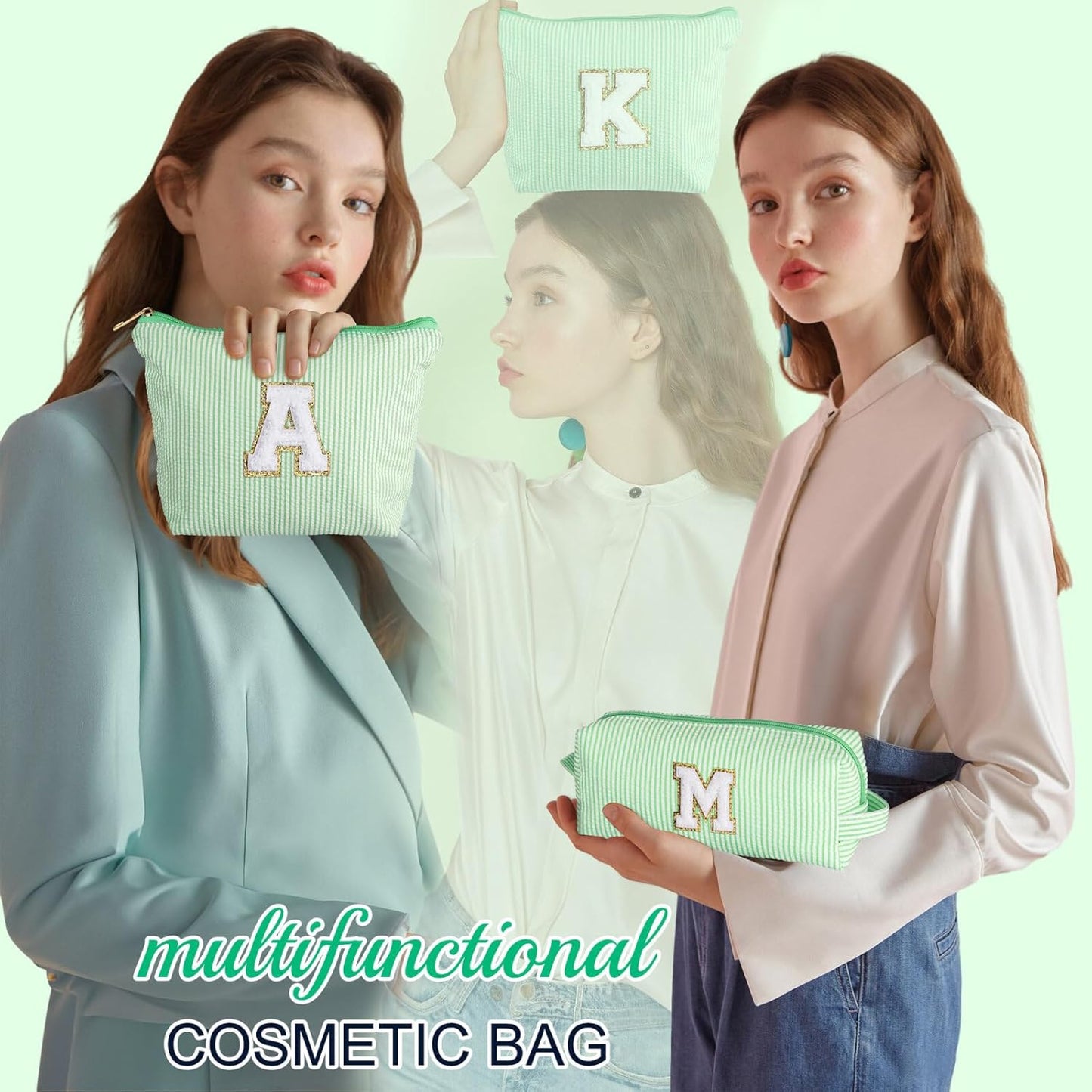 YOOLIFE Initial Makeup Bag for Women Girls - Teenager Girl Gift Ideas | Cute Make Up Bag | Personalized Gifts for Women Friends | Skin Care Bag | Mothers Day Gifts | Tween Girls Trendy Stuff Q