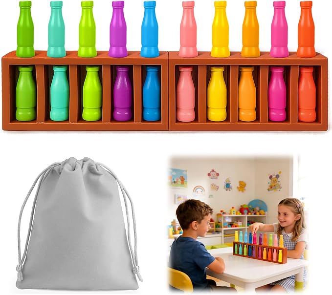 Vodolo 20pcs Bottle Color Match Game，Family Matching Games for Kids 8-12,Memory and Logical Training Bottle flip Game for fmaily, Party Activities