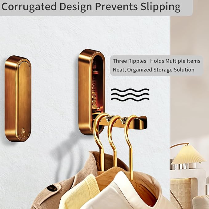 2PCS Foldable Wall Hooks, Flip Down Design